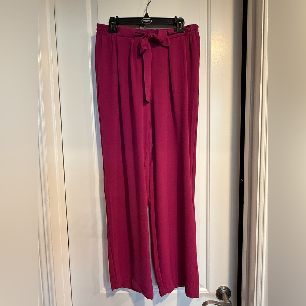 Chic Magenta Wide-Leg Flowy Pants